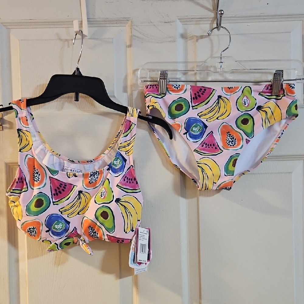 Andy & Evan Girls' Two-Piece Swimsuit: FRUIT PRINT: NEW WITH TAGS: SIZE XL (16)